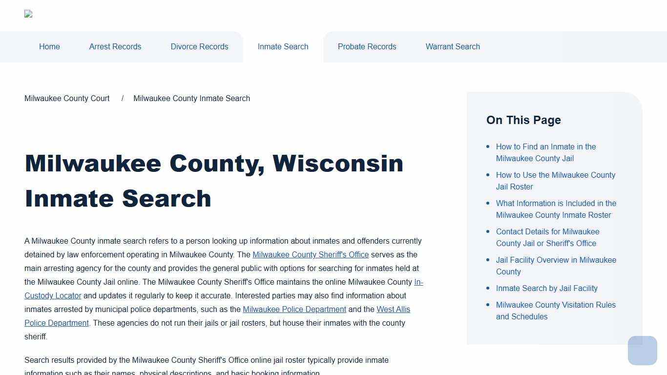 Milwaukee County Inmate Search Milwaukee County Court
